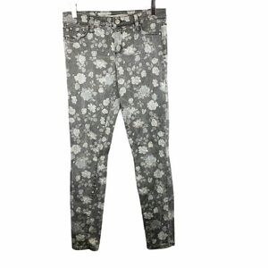 Tractr Grey Floral Skinny Ankle Jeans 28